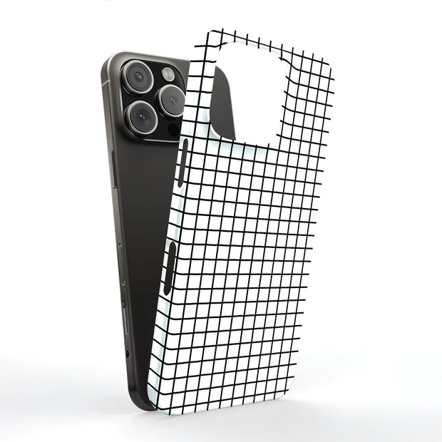 Blk White Grid Tough Cases For Apple iPhone (17, 16, 15, 14, 13, 12, 11, X, SE, 8, 7/ Air, Plus, Pro, Max, Mini, XR, XS), Print in USA