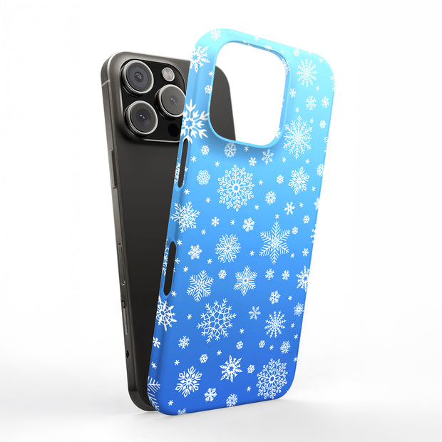 Blue Snowflakes Tough Cases For Apple iPhone (17, 16, 15, 14, 13, 12, 11, X, SE, 8, 7/ Air, Plus, Pro, Max, Mini, XR, XS), Print in USA