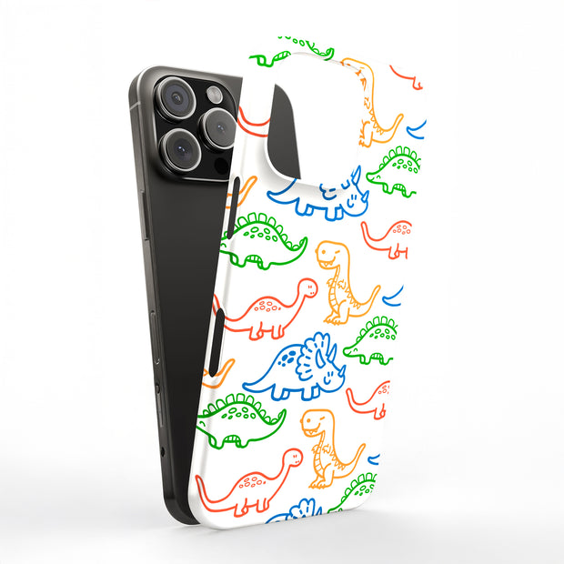 Dinosaur Cute 3 Tough Cases For Apple iPhone (17, 16, 15, 14, 13, 12, 11, X, SE, 8, 7/ Air, Plus, Pro, Max, Mini, XR, XS), Print in USA