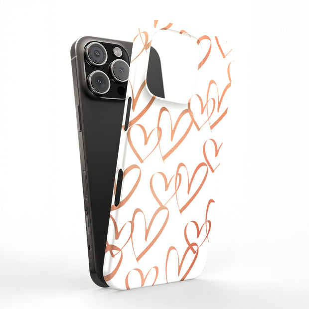 Brown Hearts Tough Cases For Apple iPhone (17, 16, 15, 14, 13, 12, 11, X, SE, 8, 7/ Air, Plus, Pro, Max, Mini, XR, XS), Print in USA