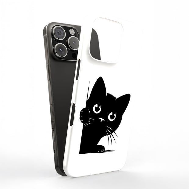 Cute Peek Cat 1 Tough Cases For Apple iPhone (17, 16, 15, 14, 13, 12, 11, X, SE, 8, 7/ Air, Plus, Pro, Max, Mini, XR, XS), Print in USA