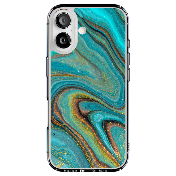 Gold Blu Marble Tough Cases For Apple iPhone (17, 16, 15, 14, 13, 12, 11, X, SE, 8, 7/ Air, Plus, Pro, Max, Mini, XR, XS), Print in USA