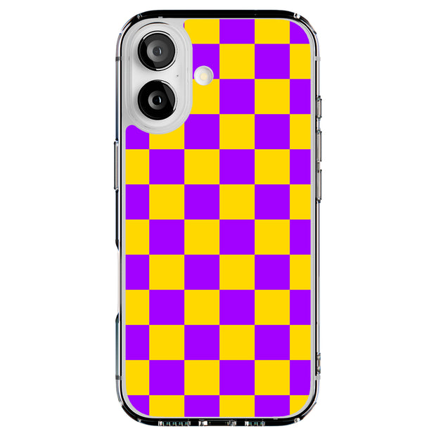 Yellow Checker Tough Cases For Apple iPhone (17, 16, 15, 14, 13, 12, 11, X, SE, 8, 7/ Air, Plus, Pro, Max, Mini, XR, XS), Print in USA