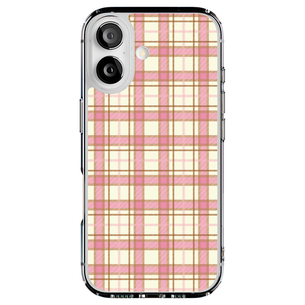Pink Plaid Line Tough Cases For Apple iPhone (17, 16, 15, 14, 13, 12, 11, X, SE, 8, 7/ Air, Plus, Pro, Max, Mini, XR, XS), Print in USA