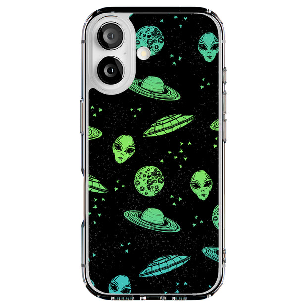 Space Alien Tough Cases For Apple iPhone (17, 16, 15, 14, 13, 12, 11, X, SE, 8, 7/ Air, Plus, Pro, Max, Mini, XR, XS), Print in USA