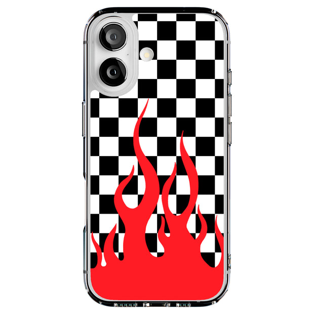 Checkers Flame Tough Cases For Apple iPhone (17, 16, 15, 14, 13, 12, 11, X, SE, 8, 7/ Air, Plus, Pro, Max, Mini, XR, XS), Print in USA