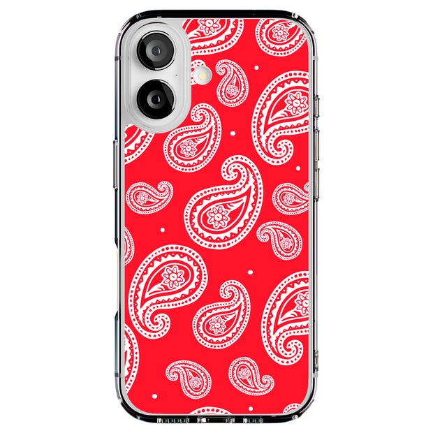 Paisley Red Tough Cases For Apple iPhone (17, 16, 15, 14, 13, 12, 11, X, SE, 8, 7/ Air, Plus, Pro, Max, Mini, XR, XS), Print in USA