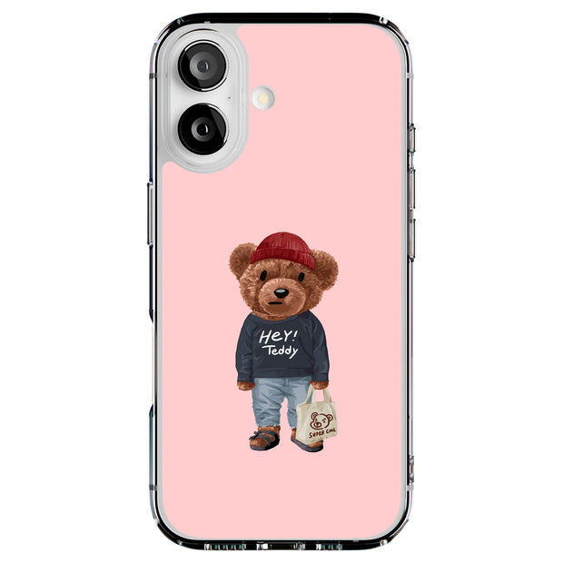 Hey Teddy Bear Tough Cases For Apple iPhone (17, 16, 15, 14, 13, 12, 11, X, SE, 8, 7/ Air, Plus, Pro, Max, Mini, XR, XS), Print in USA