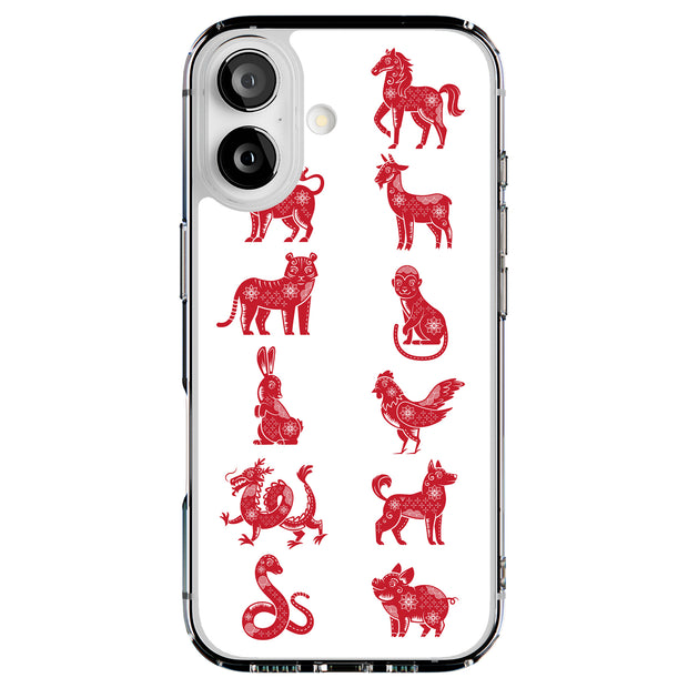Chinese zodiac Tough Cases For Apple iPhone (17, 16, 15, 14, 13, 12, 11, X, SE, 8, 7/ Air, Plus, Pro, Max, Mini, XR, XS), Print in USA