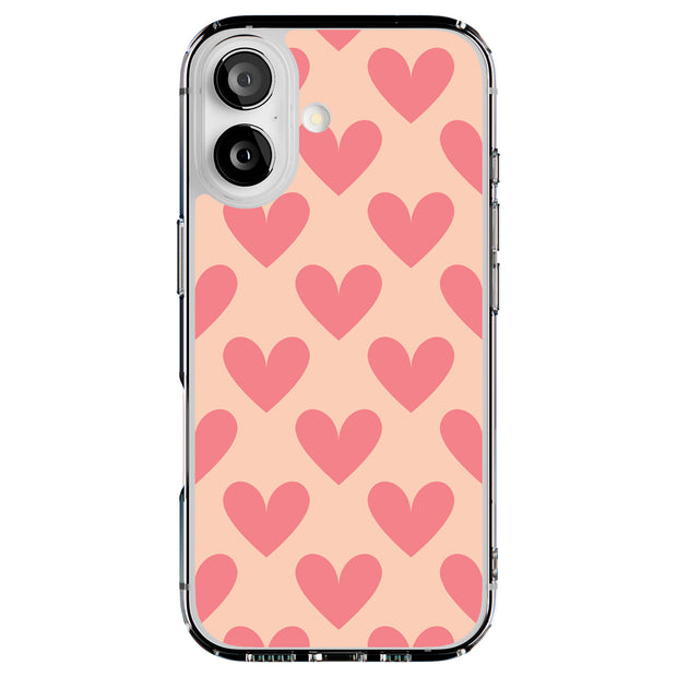 Red Hearts Tough Cases For Apple iPhone (17, 16, 15, 14, 13, 12, 11, X, SE, 8, 7/ Air, Plus, Pro, Max, Mini, XR, XS), Print in USA