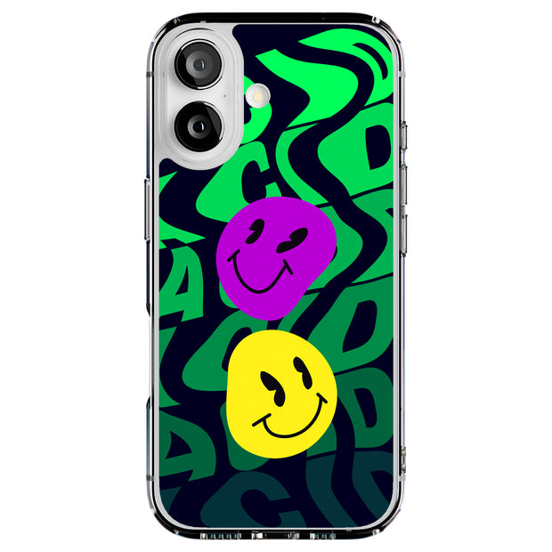 Acid Smile Face Tough Cases For Apple iPhone (17, 16, 15, 14, 13, 12, 11, X, SE, 8, 7/ Air, Plus, Pro, Max, Mini, XR, XS), Print in USA
