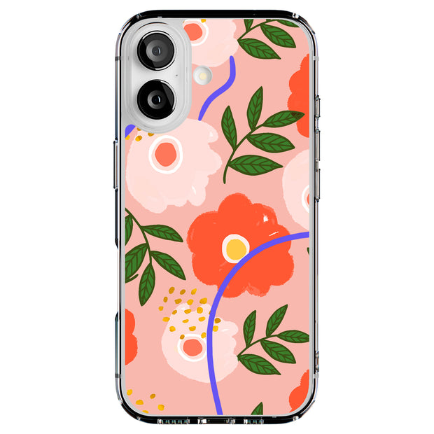 Flower Design Tough Cases For Apple iPhone (17, 16, 15, 14, 13, 12, 11, X, SE, 8, 7/ Air, Plus, Pro, Max, Mini, XR, XS), Print in USA