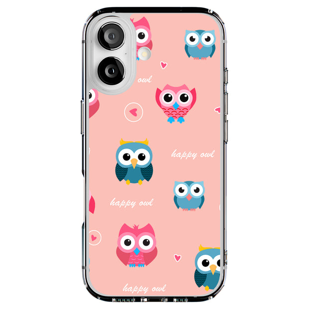 Cute Happy Owl Tough Cases For Apple iPhone (17, 16, 15, 14, 13, 12, 11, X, SE, 8, 7/ Air, Plus, Pro, Max, Mini, XR, XS), Print in USA