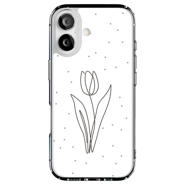 Line Art Tulip Tough Cases For Apple iPhone (17, 16, 15, 14, 13, 12, 11, X, SE, 8, 7/ Air, Plus, Pro, Max, Mini, XR, XS), Print in USA
