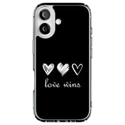 Love Wins Black Tough Cases For Apple iPhone (17, 16, 15, 14, 13, 12, 11, X, SE, 8, 7/ Air, Plus, Pro, Max, Mini, XR, XS), Print in USA