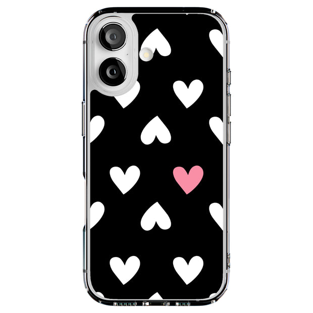 Pink Hearts Tough Cases For Apple iPhone (17, 16, 15, 14, 13, 12, 11, X, SE, 8, 7/ Air, Plus, Pro, Max, Mini, XR, XS), Print in USA