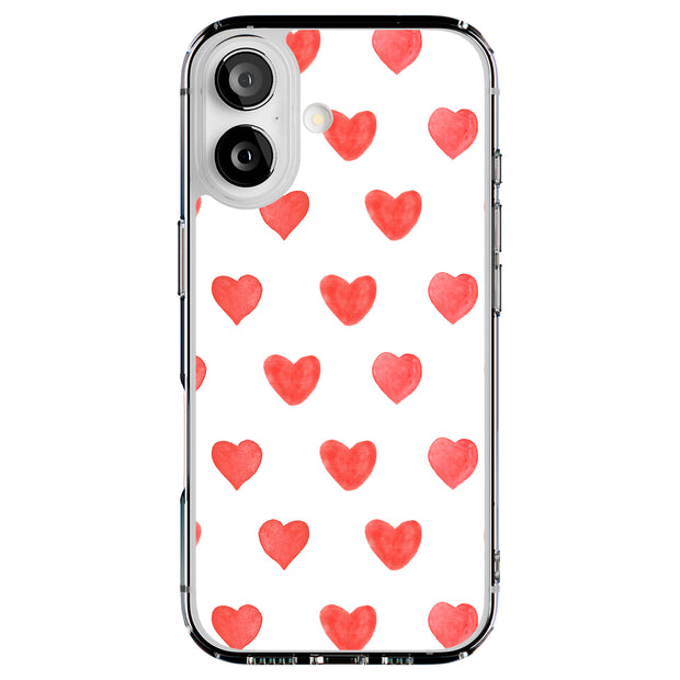 Red Love Hearts Tough Cases For Apple iPhone (17, 16, 15, 14, 13, 12, 11, X, SE, 8, 7/ Air, Plus, Pro, Max, Mini, XR, XS), Print in USA