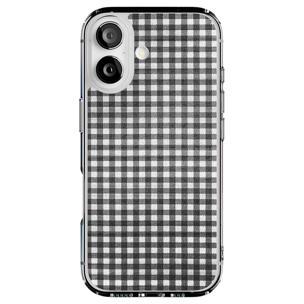 Black Plaid Tough Cases For Apple iPhone (17, 16, 15, 14, 13, 12, 11, X, SE, 8, 7/ Air, Plus, Pro, Max, Mini, XR, XS), Print in USA