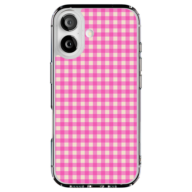 Pink Gingham Tough Cases For Apple iPhone (17, 16, 15, 14, 13, 12, 11, X, SE, 8, 7/ Air, Plus, Pro, Max, Mini, XR, XS), Print in USA