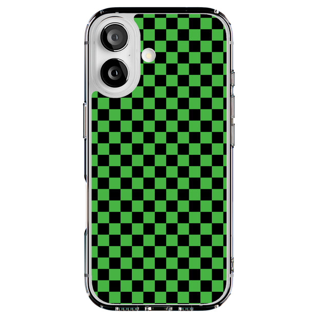 Green Gingham Tough Cases For Apple iPhone (17, 16, 15, 14, 13, 12, 11, X, SE, 8, 7/ Air, Plus, Pro, Max, Mini, XR, XS), Print in USA