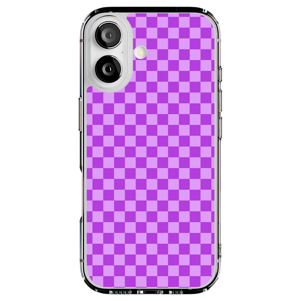 Purple Gingham Tough Cases For Apple iPhone (17, 16, 15, 14, 13, 12, 11, X, SE, 8, 7/ Air, Plus, Pro, Max, Mini, XR, XS), Print in USA