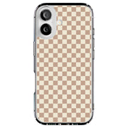 Beige Gingham Tough Cases For Apple iPhone (17, 16, 15, 14, 13, 12, 11, X, SE, 8, 7/ Air, Plus, Pro, Max, Mini, XR, XS), Print in USA