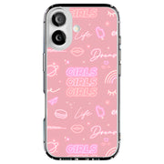 Girls Pink Tough Cases For Apple iPhone (17, 16, 15, 14, 13, 12, 11, X, SE, 8, 7/ Air, Plus, Pro, Max, Mini, XR, XS), Print in USA