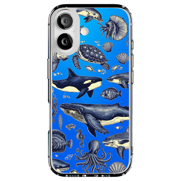 Sea Animals Tough Cases For Apple iPhone (17, 16, 15, 14, 13, 12, 11, X, SE, 8, 7/ Air, Plus, Pro, Max, Mini, XR, XS), Print in USA