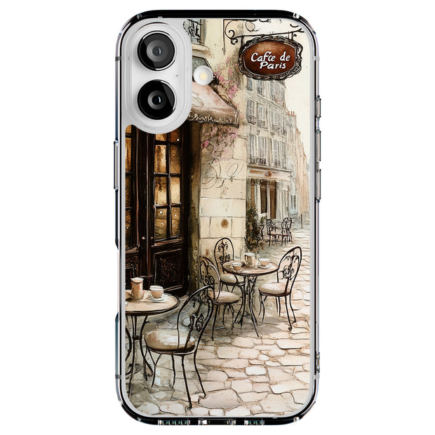 Parisian Café 1 Tough Cases For Apple iPhone (17, 16, 15, 14, 13, 12, 11, X, SE, 8, 7/ Air, Plus, Pro, Max, Mini, XR, XS), Print in USA