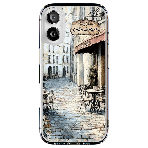 Parisian Café 2 Tough Cases For Apple iPhone (17, 16, 15, 14, 13, 12, 11, X, SE, 8, 7/ Air, Plus, Pro, Max, Mini, XR, XS), Print in USA