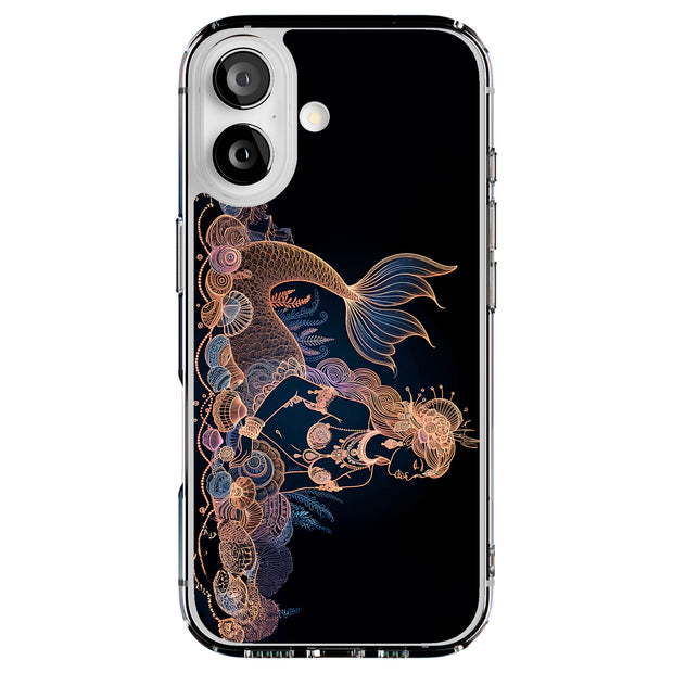 Mermaid shells Tough Cases For Apple iPhone (17, 16, 15, 14, 13, 12, 11, X, SE, 8, 7/ Air, Plus, Pro, Max, Mini, XR, XS), Print in USA