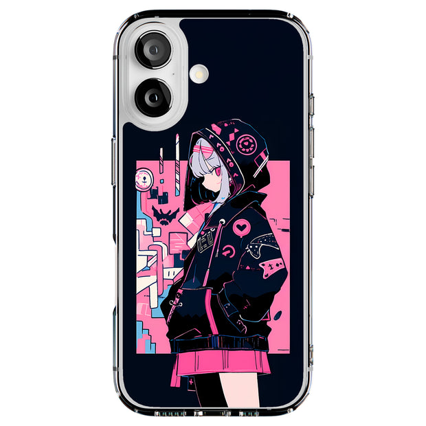 Pink Anime Girl Tough Cases For Apple iPhone (17, 16, 15, 14, 13, 12, 11, X, SE, 8, 7/ Air, Plus, Pro, Max, Mini, XR, XS), Print in USA