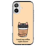 Meow Coffee Tough Cases For Apple iPhone (17, 16, 15, 14, 13, 12, 11, X, SE, 8, 7/ Air, Plus, Pro, Max, Mini, XR, XS), Print in USA