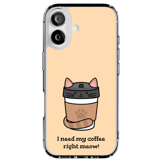 Meow Coffee Tough Cases For Apple iPhone (17, 16, 15, 14, 13, 12, 11, X, SE, 8, 7/ Air, Plus, Pro, Max, Mini, XR, XS), Print in USA
