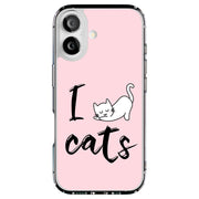 I Love Cats Tough Cases For Apple iPhone (17, 16, 15, 14, 13, 12, 11, X, SE, 8, 7/ Air, Plus, Pro, Max, Mini, XR, XS), Print in USA