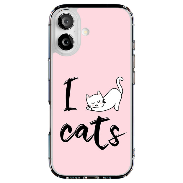 I Love Cats Tough Cases For Apple iPhone (17, 16, 15, 14, 13, 12, 11, X, SE, 8, 7/ Air, Plus, Pro, Max, Mini, XR, XS), Print in USA