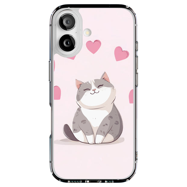 Cute Cat Love Tough Cases For Apple iPhone (17, 16, 15, 14, 13, 12, 11, X, SE, 8, 7/ Air, Plus, Pro, Max, Mini, XR, XS), Print in USA