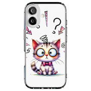 Confused Cat Tough Cases For Apple iPhone (17, 16, 15, 14, 13, 12, 11, X, SE, 8, 7/ Air, Plus, Pro, Max, Mini, XR, XS), Print in USA