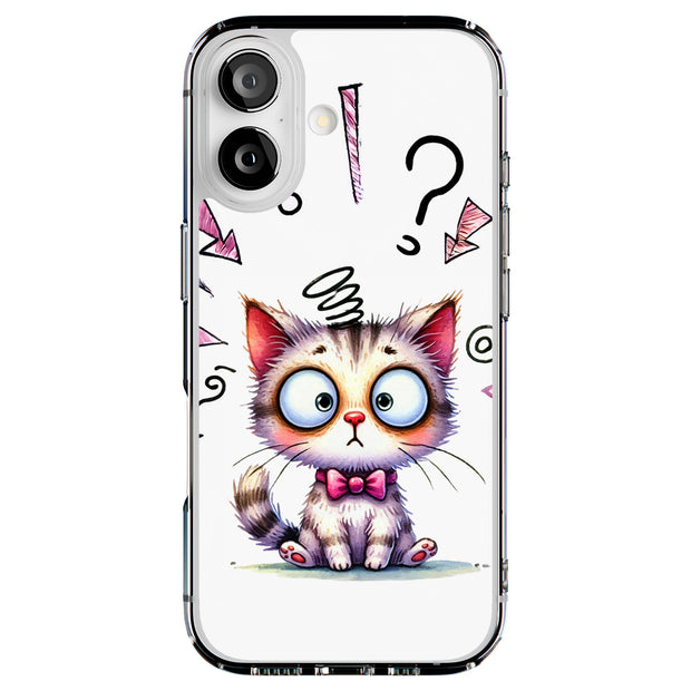 Confused Cat Tough Cases For Apple iPhone (17, 16, 15, 14, 13, 12, 11, X, SE, 8, 7/ Air, Plus, Pro, Max, Mini, XR, XS), Print in USA