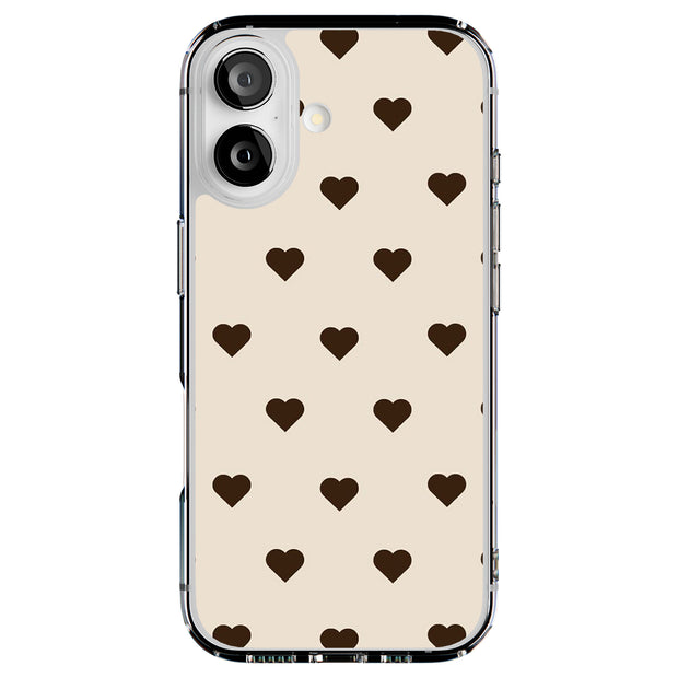 Coffee Hearts Tough Cases For Apple iPhone (17, 16, 15, 14, 13, 12, 11, X, SE, 8, 7/ Air, Plus, Pro, Max, Mini, XR, XS), Print in USA