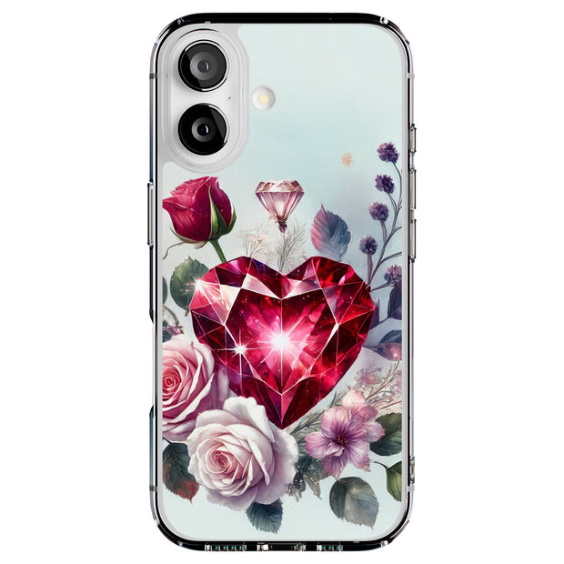 Diamond Heart Tough Cases For Apple iPhone (17, 16, 15, 14, 13, 12, 11, X, SE, 8, 7/ Air, Plus, Pro, Max, Mini, XR, XS), Print in USA