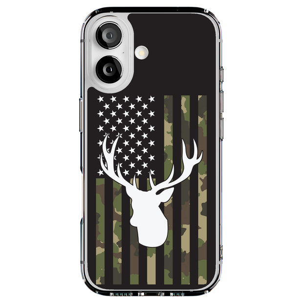 USA Flag Deer 2 Tough Cases For Apple iPhone (17, 16, 15, 14, 13, 12, 11, X, SE, 8, 7/ Air, Plus, Pro, Max, Mini, XR, XS), Print in USA