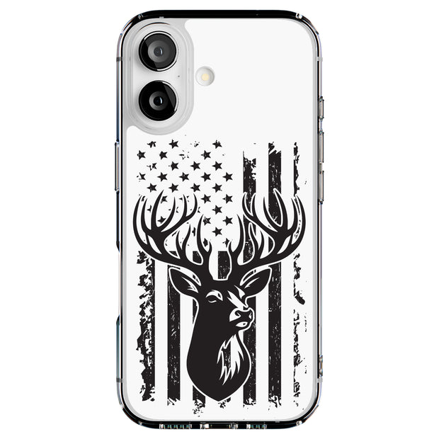 USA Flag Deer 3 Tough Cases For Apple iPhone (17, 16, 15, 14, 13, 12, 11, X, SE, 8, 7/ Air, Plus, Pro, Max, Mini, XR, XS), Print in USA
