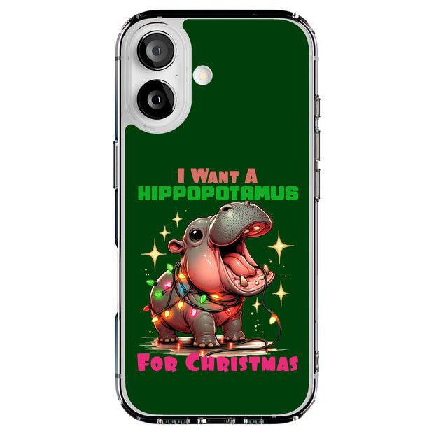 Hippo Xmas 2 Tough Cases For Apple iPhone (17, 16, 15, 14, 13, 12, 11, X, SE, 8, 7/ Air, Plus, Pro, Max, Mini, XR, XS), Print in USA