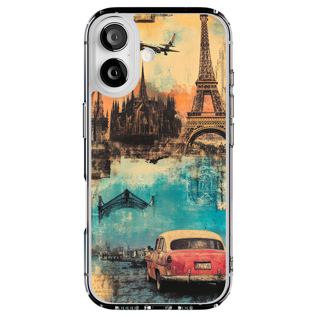 Paris Collage 2 Tough Cases For Apple iPhone (17, 16, 15, 14, 13, 12, 11, X, SE, 8, 7/ Air, Plus, Pro, Max, Mini, XR, XS), Print in USA