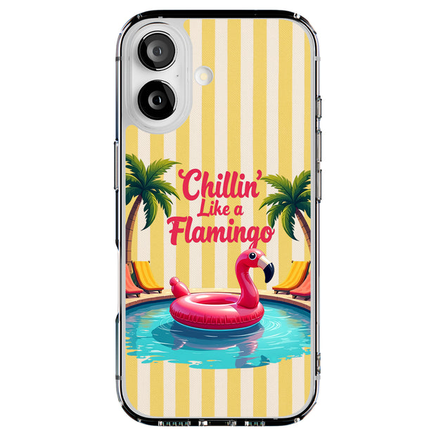 Chillin Flamingo Tough Cases For Apple iPhone (17, 16, 15, 14, 13, 12, 11, X, SE, 8, 7/ Air, Plus, Pro, Max, Mini, XR, XS), Print in USA