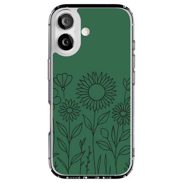 Flower Line Art Tough Cases For Apple iPhone (17, 16, 15, 14, 13, 12, 11, X, SE, 8, 7/ Air, Plus, Pro, Max, Mini, XR, XS), Print in USA