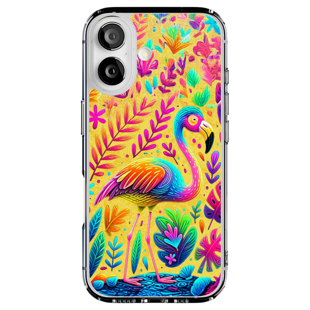 Colorful Flamingo Tough Cases For Apple iPhone (17, 16, 15, 14, 13, 12, 11, X, SE, 8, 7/ Air, Plus, Pro, Max, Mini, XR, XS), Print in USA