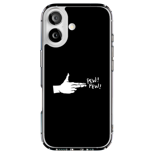 Pew Pew Hand Tough Cases For Apple iPhone (17, 16, 15, 14, 13, 12, 11, X, SE, 8, 7/ Air, Plus, Pro, Max, Mini, XR, XS), Print in USA