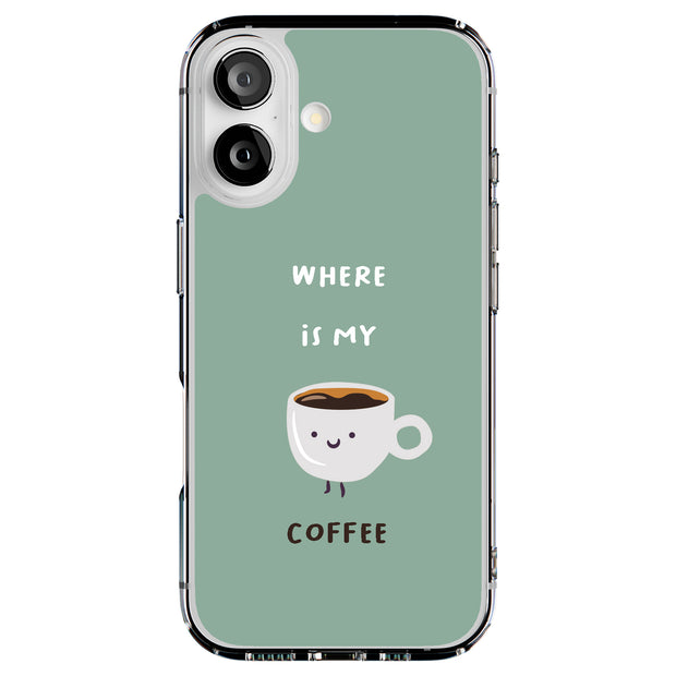 Where My Coffee Tough Cases For Apple iPhone (17, 16, 15, 14, 13, 12, 11, X, SE, 8, 7/ Air, Plus, Pro, Max, Mini, XR, XS), Print in USA